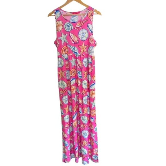 Simply Southern Dresses & Skirts - Simply Southern Pink Shell Print Maxi Dress Large